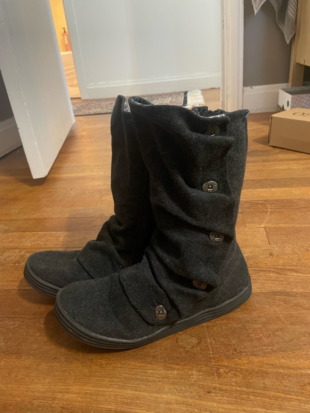 Charcoal Blowfish Malibu Slouchy Button Detail Boots